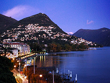 Lugano Lake Shore at Evening