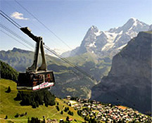 Aerial Cable Tram to Schilthorn over Murren