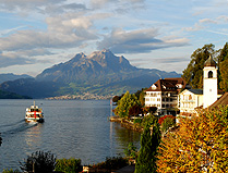 Lake Luzern Cruis Ship toward Mt Pilatus