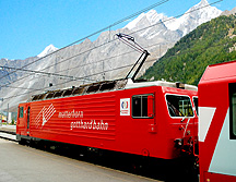 Matterhorn Gotthard Bahn Glacier Express Engine at Zermatt