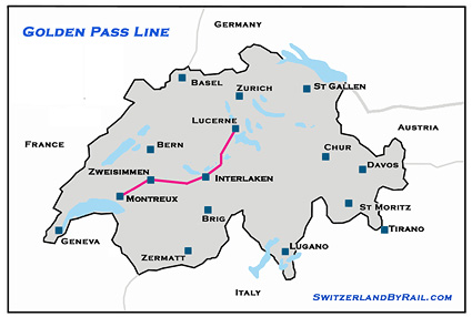 Golden Express Line Route Map Switzerland By Rail